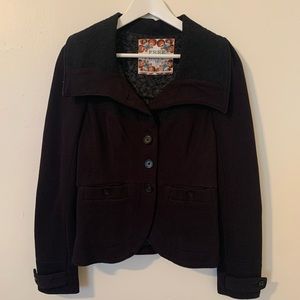 Free People Black Button Down Blazer size 10